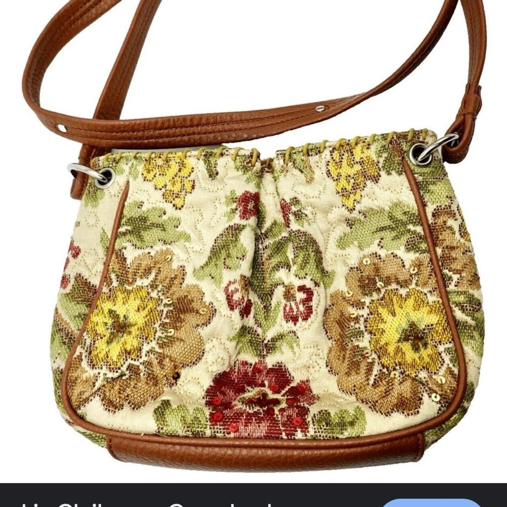 👜 Vintage Liz Claiborne Floral Tapestry Crossbody/Shoulder Bag | Cottagecore - Picture 8 of 8